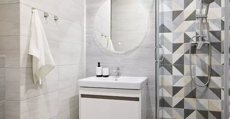 Modern Small Bathroom Walk-In Shower Remodel in Leander
